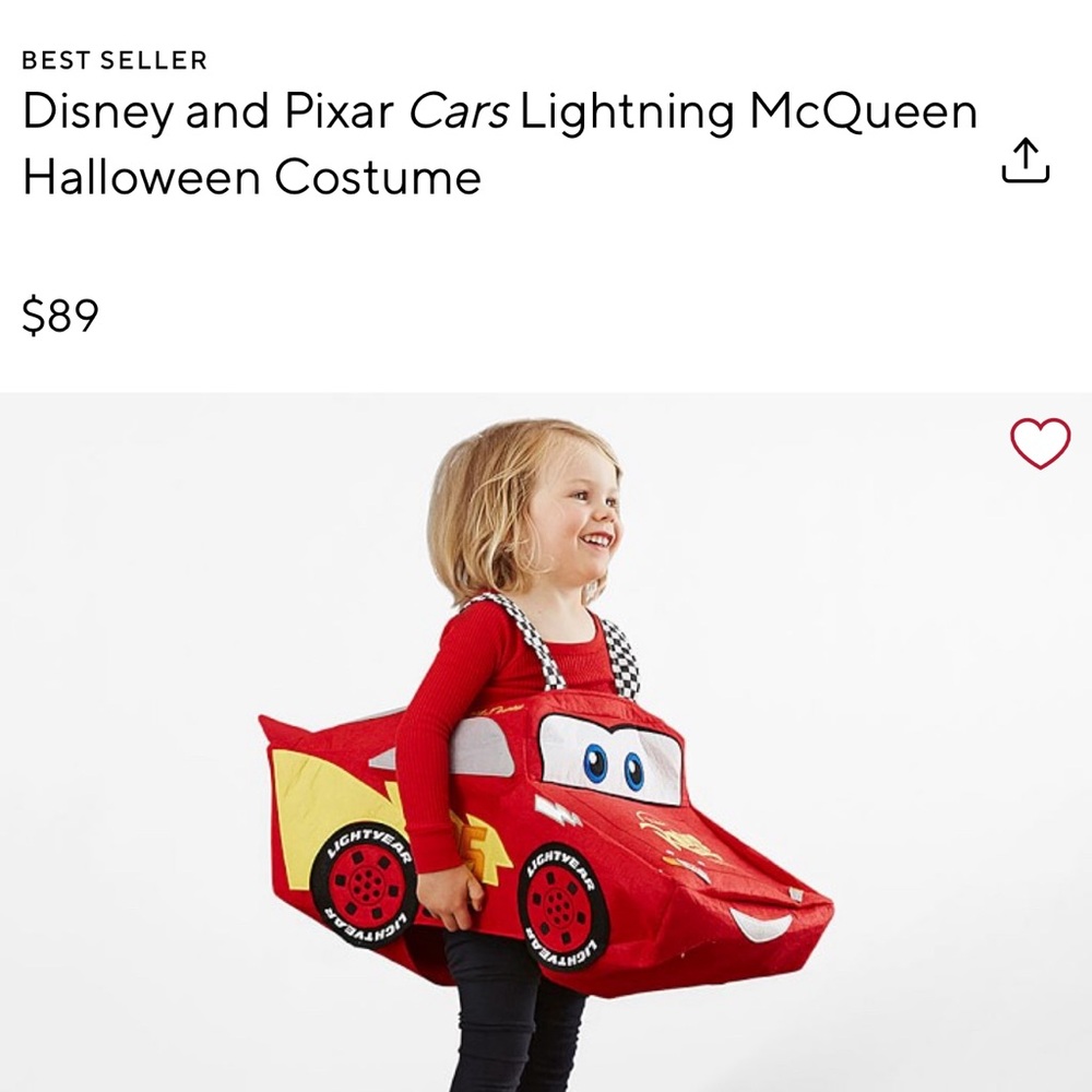 Pottery Barn Lightning McQueen Costume.  Size 3T/small.
